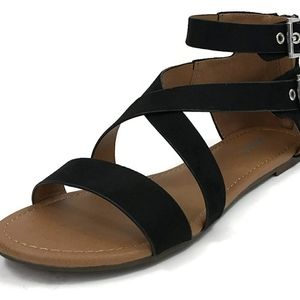 Black Soda Sandals with zipper back
